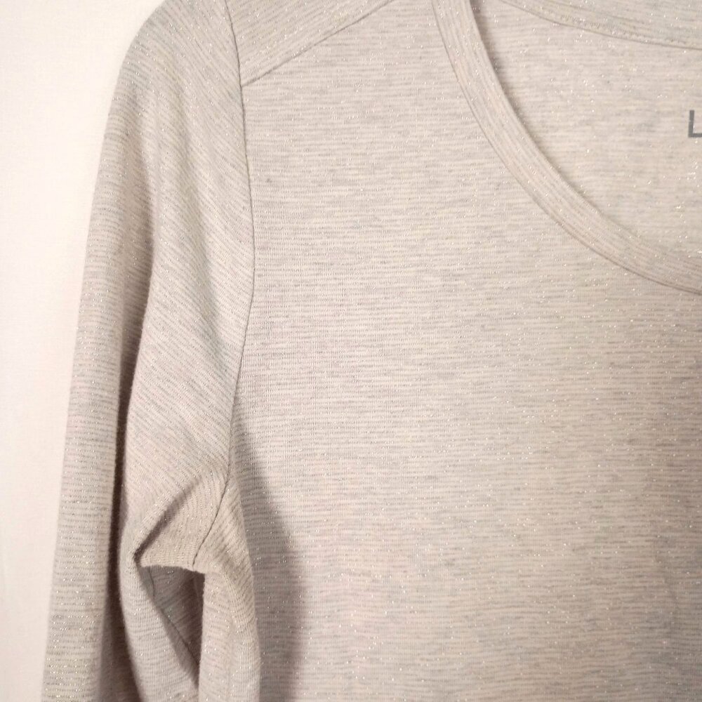 Ann Taylor LOFT Oatmeal Shimmer Top Metallic Long Sleeve Tee size S - Picture 5 of 5